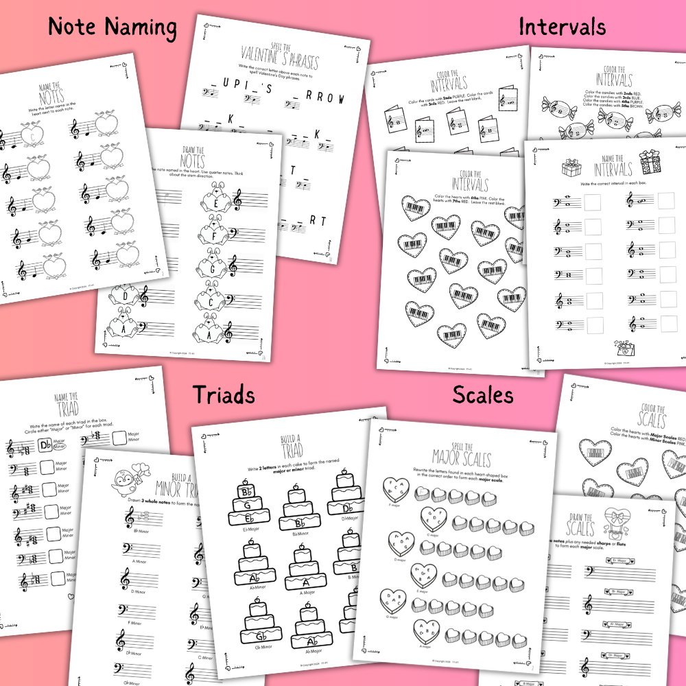 Valentine's Day Music Worksheets Bundle
