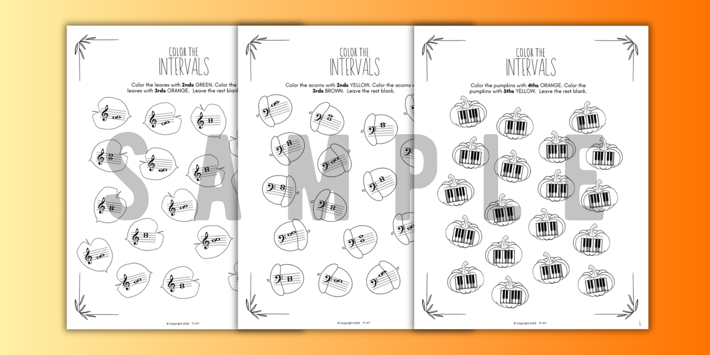 Fall INTERVALS Music Worksheets