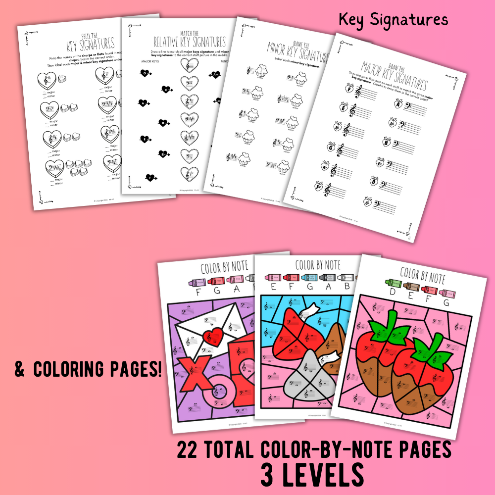 Valentine's Day Music Worksheets Bundle