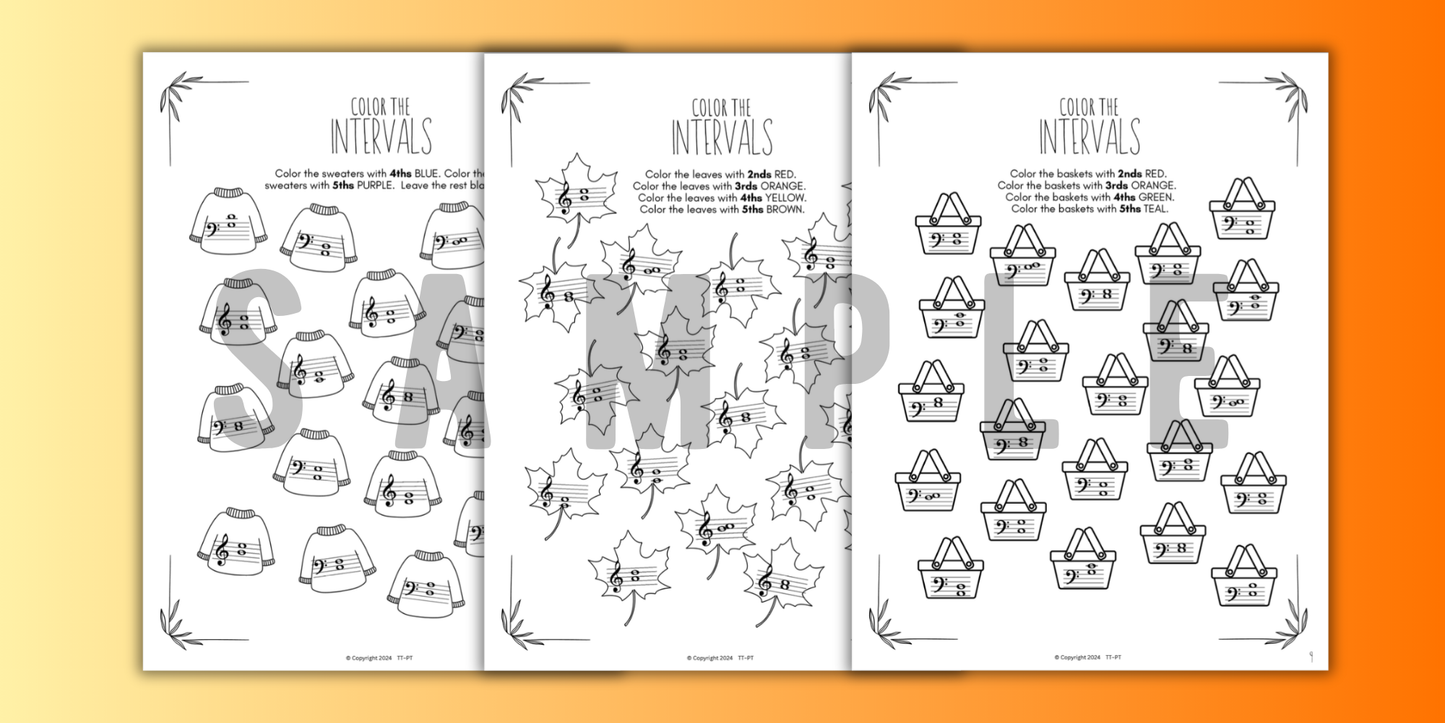 Fall INTERVALS Music Worksheets
