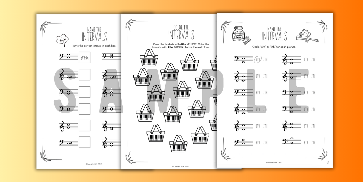 Fall INTERVALS Music Worksheets