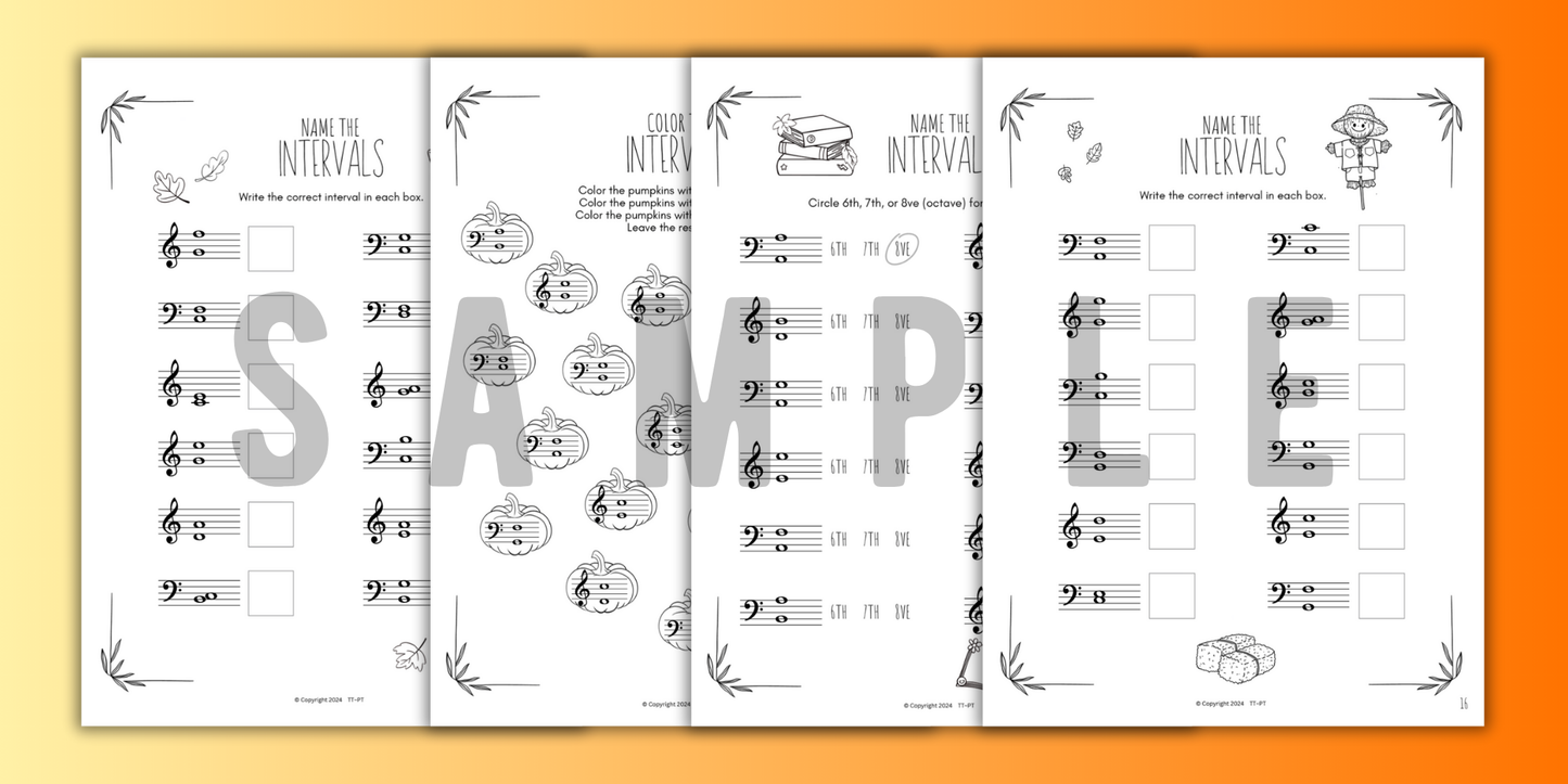 Fall INTERVALS Music Worksheets
