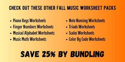 Fall INTERVALS Music Worksheets