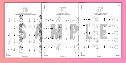 Valentine's Day MUSIC MATH Music Worksheets