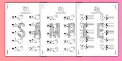 Valentine's Day NOTE NAMING Music Worksheets