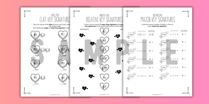 Valentine's Day KEY SIGNATURES Worksheets