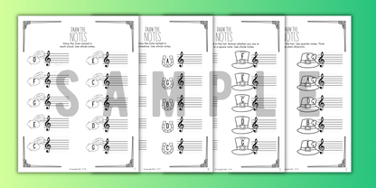 St. Patrick's Day NOTE NAMING Music Worksheets