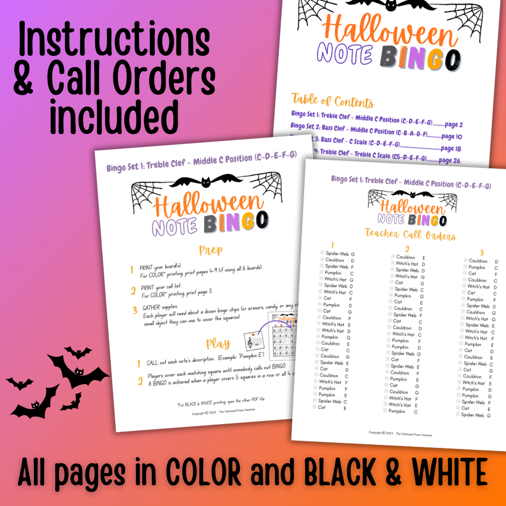 Halloween Music Note Bingo