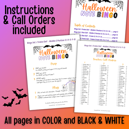 Halloween Music Note Bingo