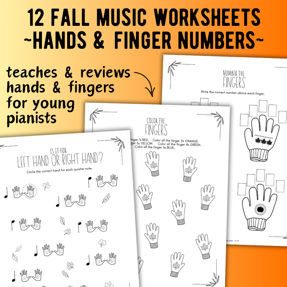 Fall FINGER NUMBERS Music Worksheets