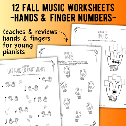 Fall FINGER NUMBERS Music Worksheets
