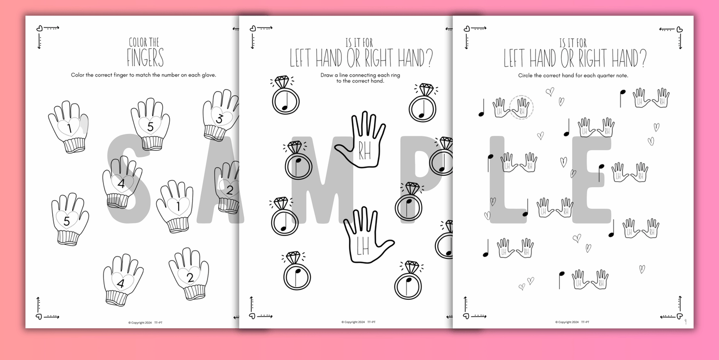 Valentine's Day FINGER NUMBERS Music Worksheets