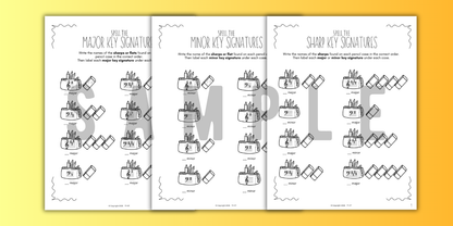 Back to School KEY SIGNATURES Worksheets
