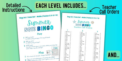 Summer Music Note Bingo