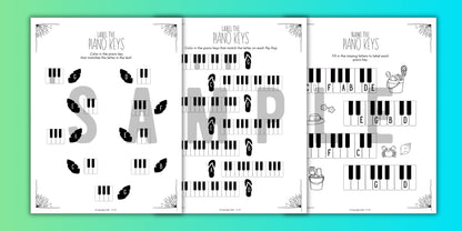 Summer PIANO KEYS Music Worksheets