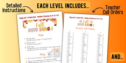 Fall Music Note Bingo