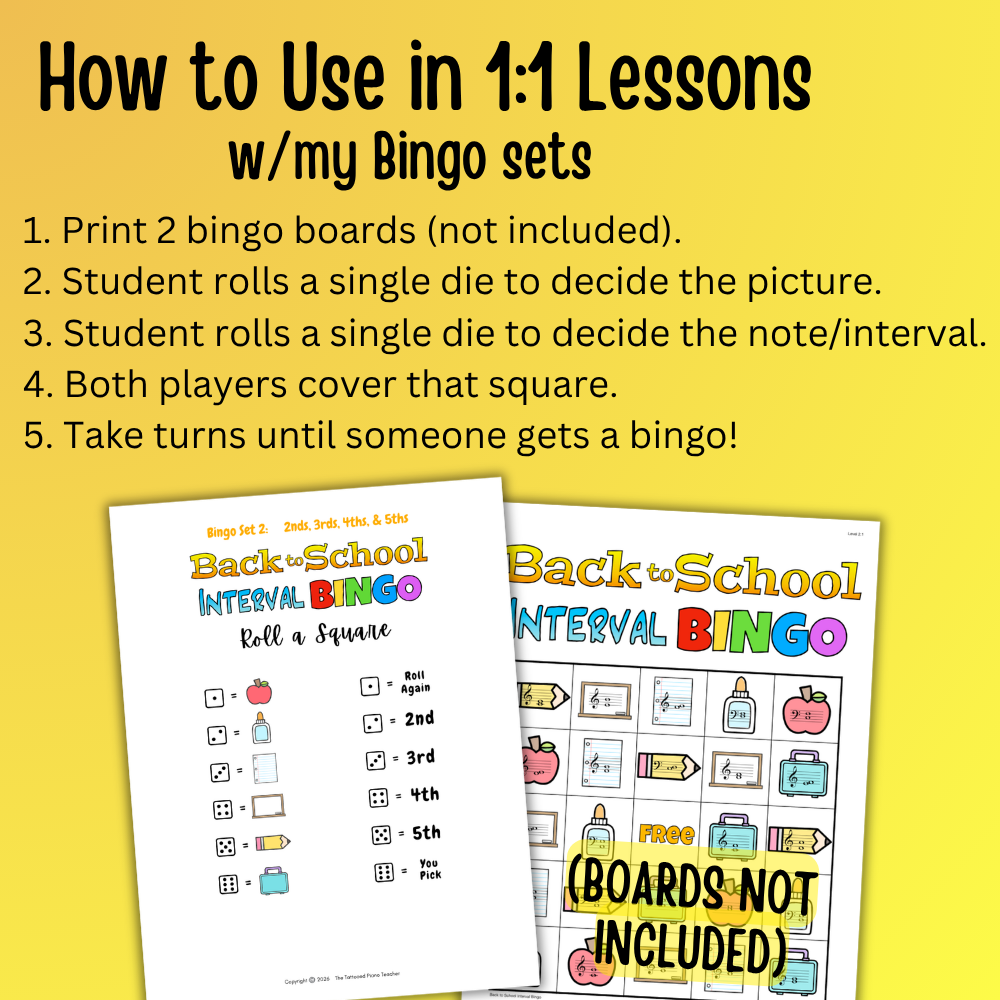 Back to School Bingo Dice Charts