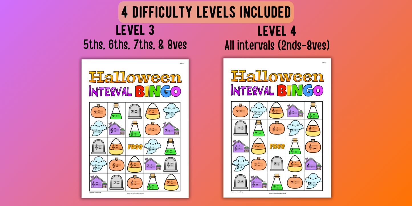 Halloween Music Interval Bingo