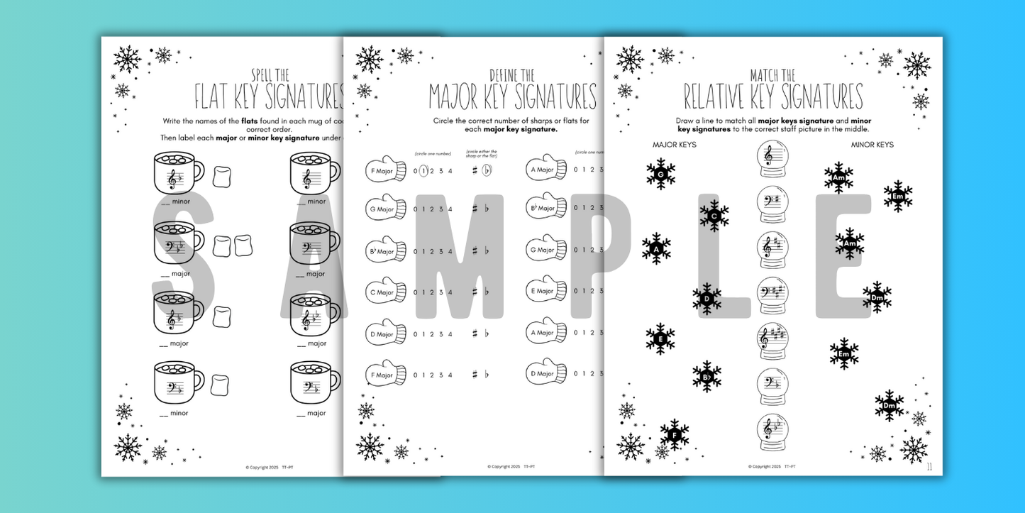 Winter KEY SIGNATURES Worksheets