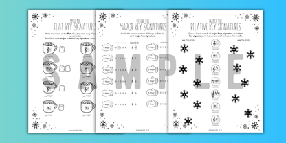 Winter KEY SIGNATURES Worksheets