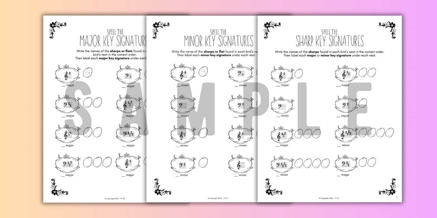 Spring KEY SIGNATURES Worksheets