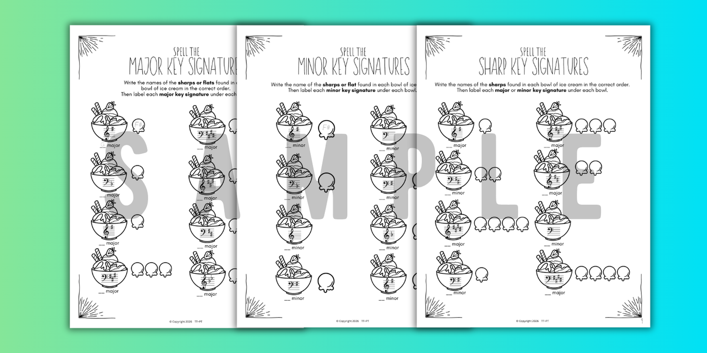 Summer KEY SIGNATURES Worksheets