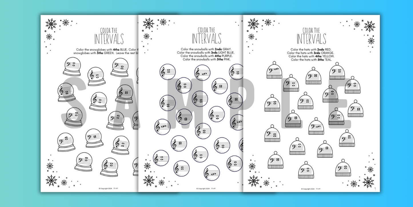 Winter INTERVALS Music Worksheets