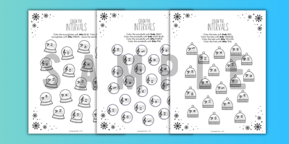Winter INTERVALS Music Worksheets