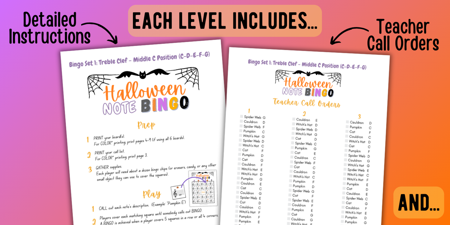 Halloween Music Note Bingo