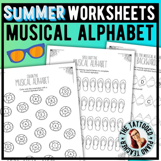 Summer MUSICAL ALPHABET Music Worksheets