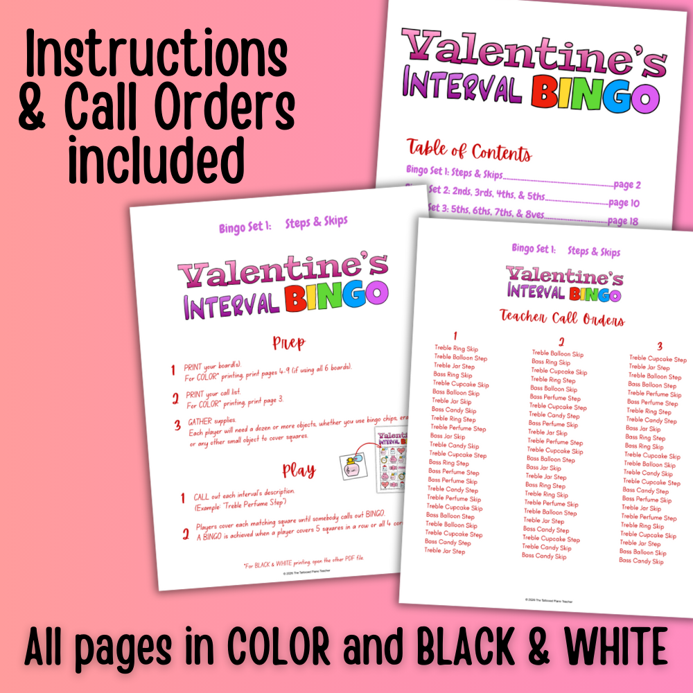 Valentine's Day Music Interval Bingo