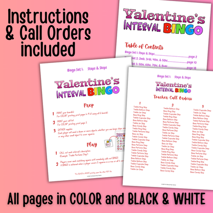 Valentine's Day Music Interval Bingo