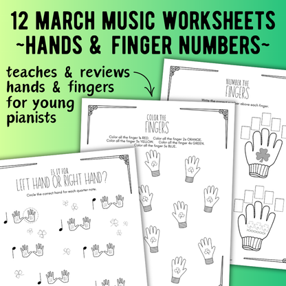 St. Patrick's Day FINGER NUMBERS Music Worksheets