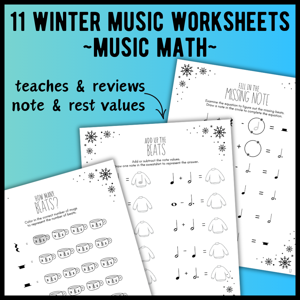Winter MUSIC MATH Music Worksheets
