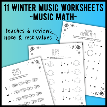 Winter MUSIC MATH Music Worksheets