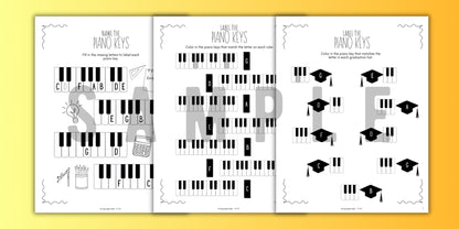 Back to School PIANO KEYS Music Worksheets