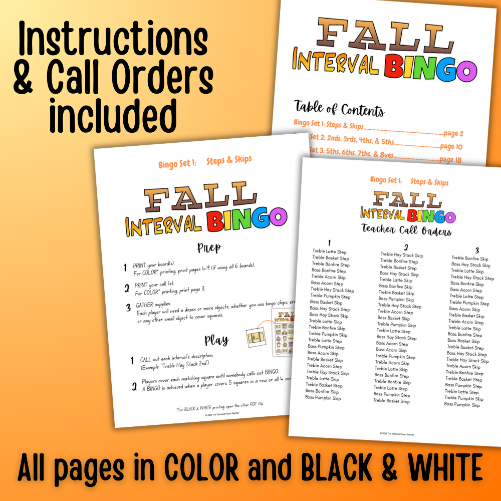 Fall Music Interval Bingo