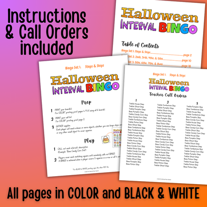 Halloween Music Interval Bingo