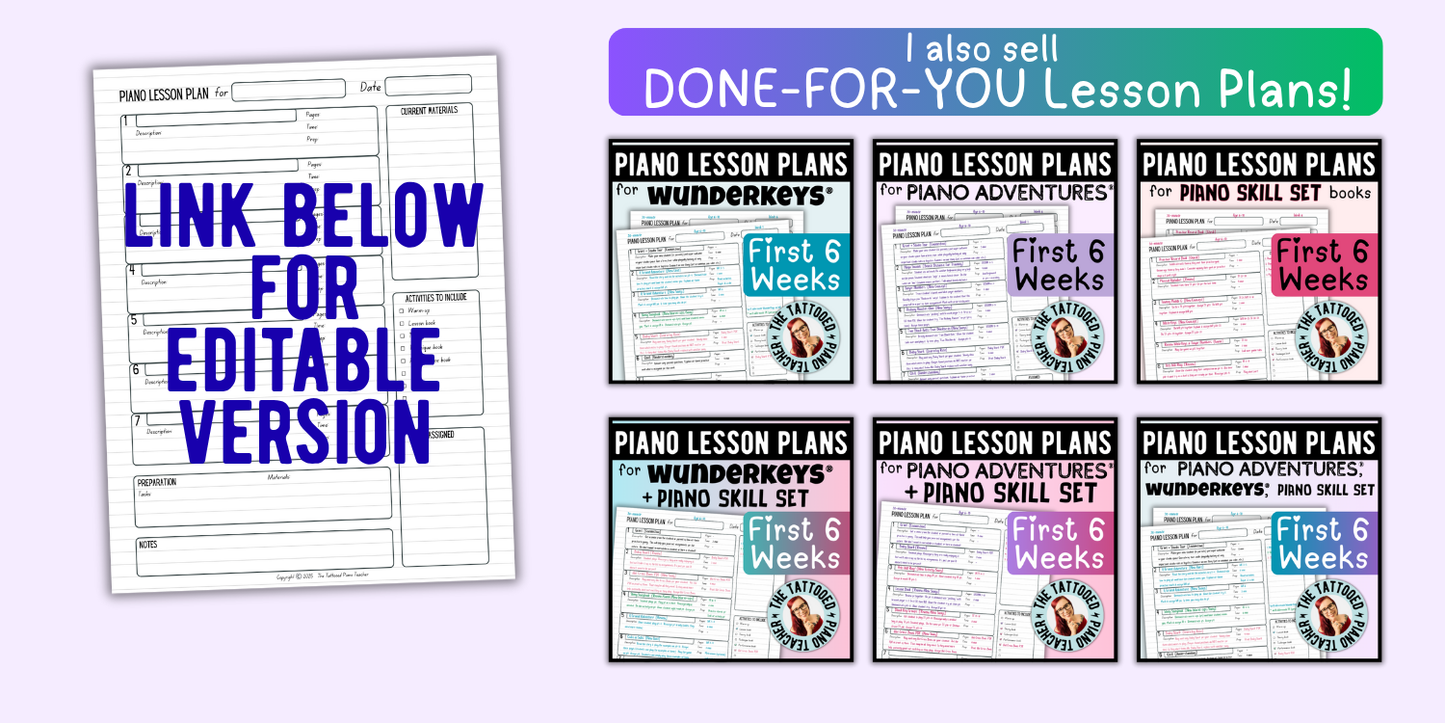 Free Piano Lesson Template