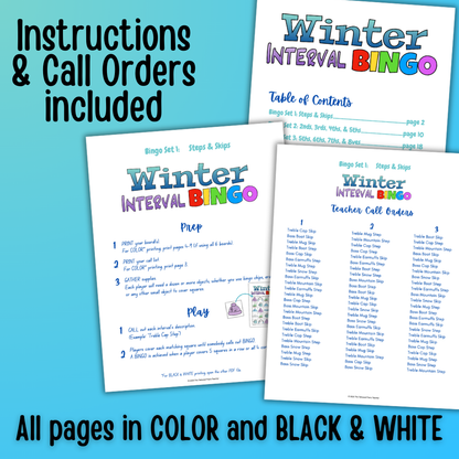 Winter Music Interval Bingo