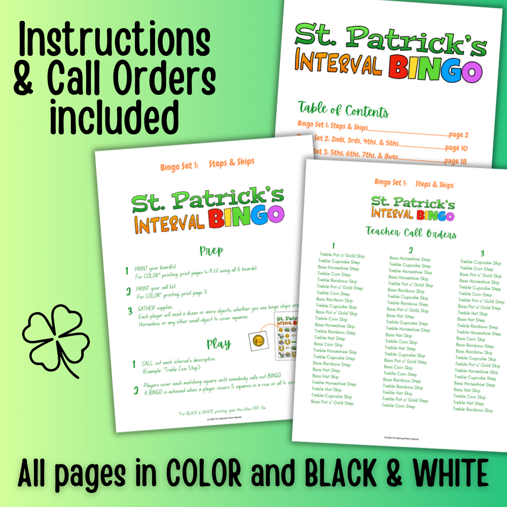 St. Patrick's Day Music Interval Bingo