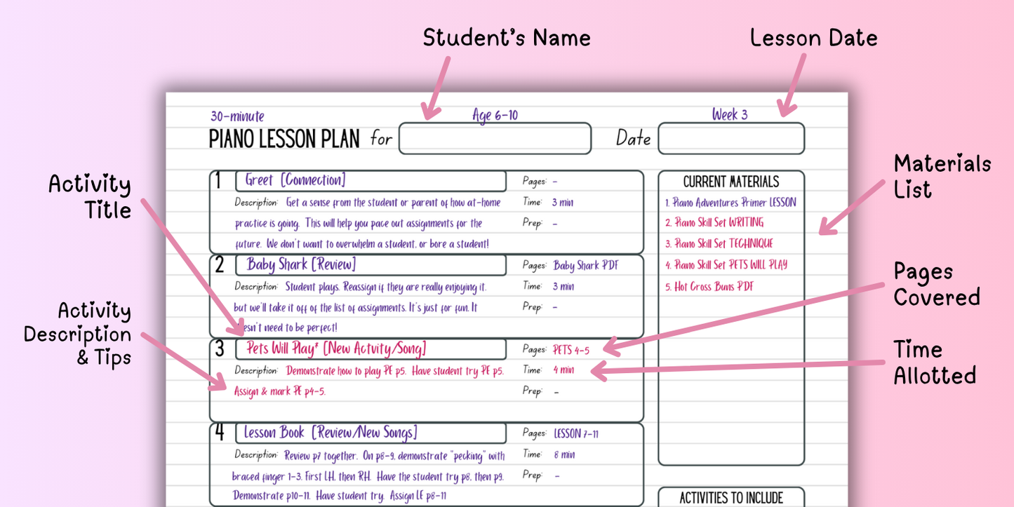Faber Piano Adventures® + Piano Skill Set Lesson Plans