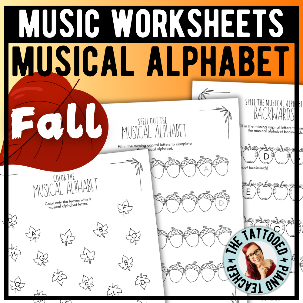 Fall MUSICAL ALPHABET Music Worksheets