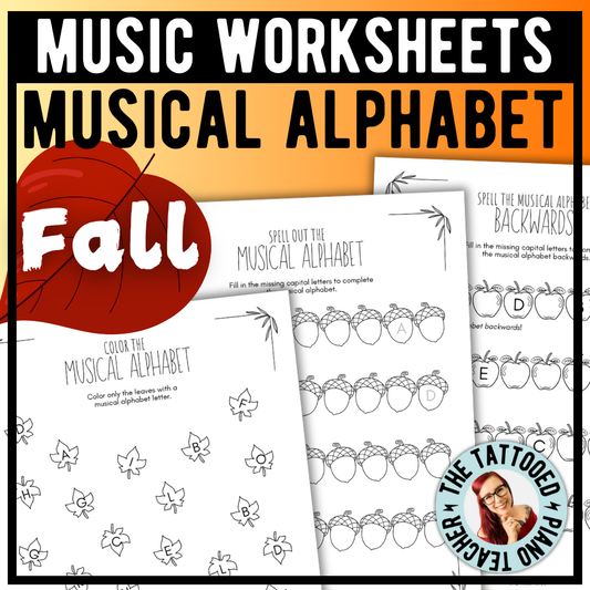 Fall MUSICAL ALPHABET Music Worksheets