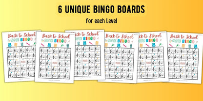 Back to School Music Note Bingo
