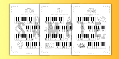 Back to School PIANO KEYS Music Worksheets