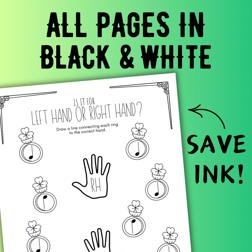 St. Patrick's Day FINGER NUMBERS Music Worksheets