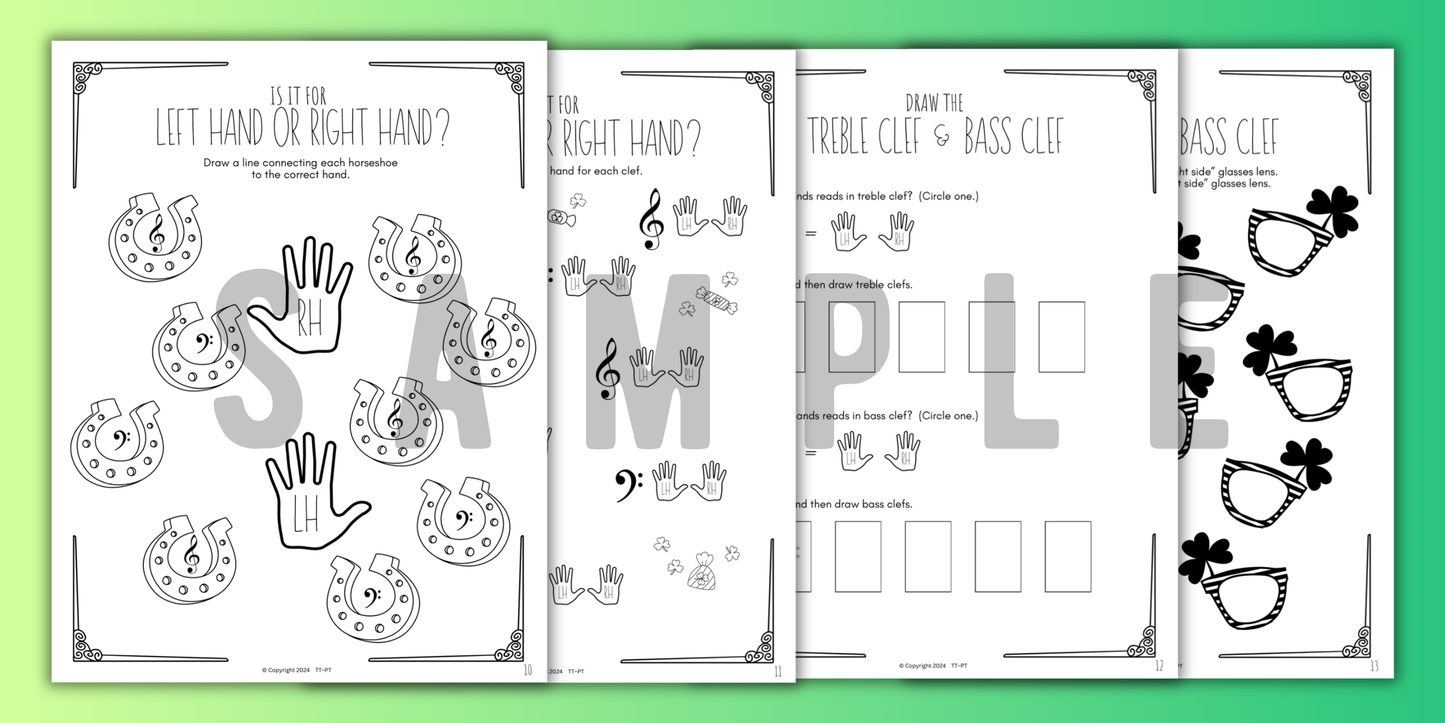 St. Patrick's Day FINGER NUMBERS Music Worksheets