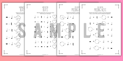 Valentine's Day MUSIC MATH Music Worksheets