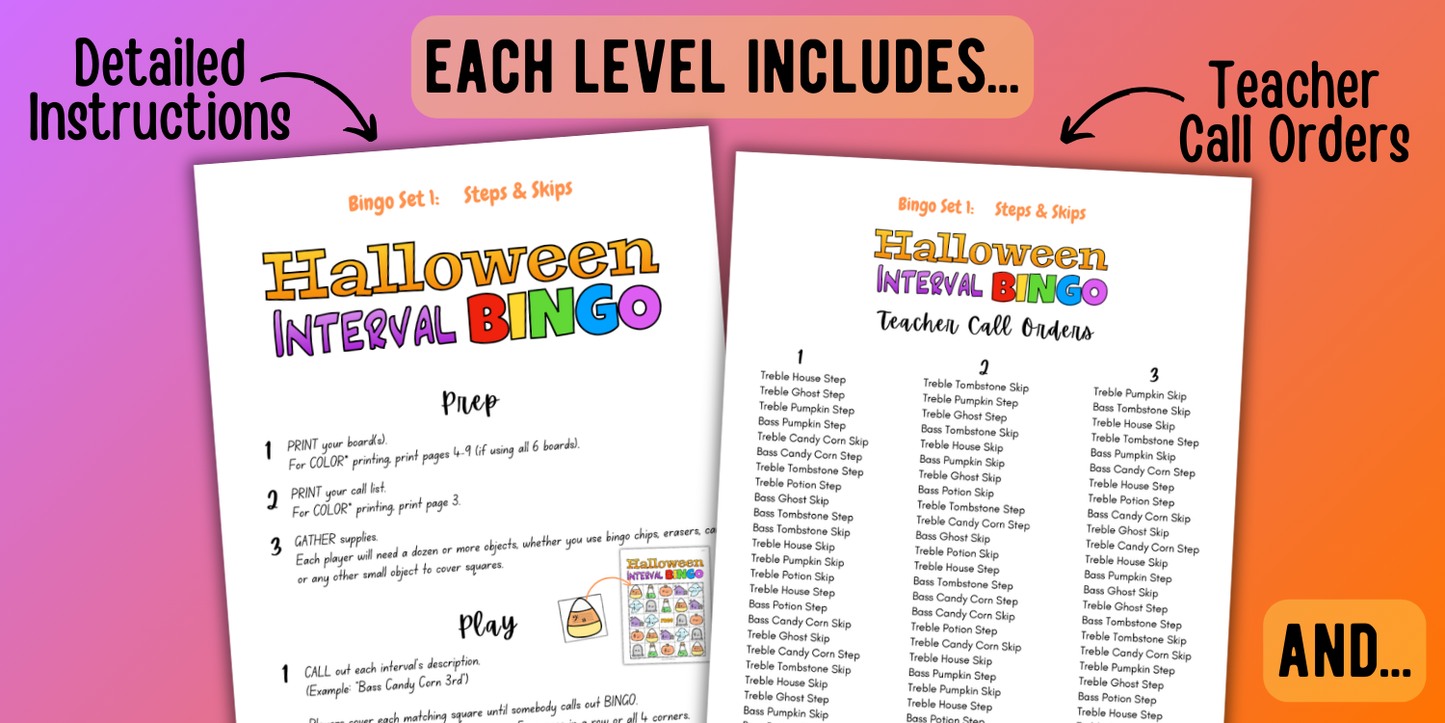 Halloween Music Interval Bingo